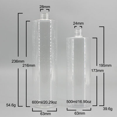 Flat Shoulder 24mm 600ml Plastic Liquor Bottles
