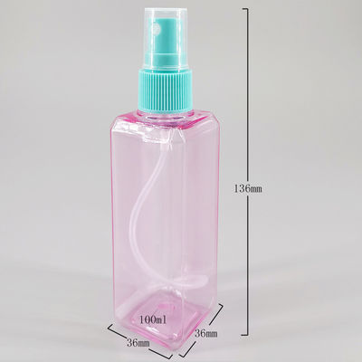 Transparent 100ml PET Clear Purple Square Spray Bottle