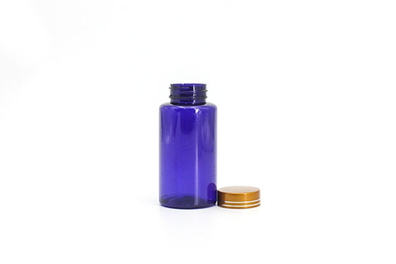 6.76oz/200ml Blue PET Plastic Universal Packaging Bottle, Health Medicine Pill And Capsule Bottle With Screw Cap