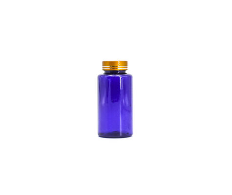 6.76oz/200ml Blue PET Plastic Universal Packaging Bottle, Health Medicine Pill And Capsule Bottle With Screw Cap