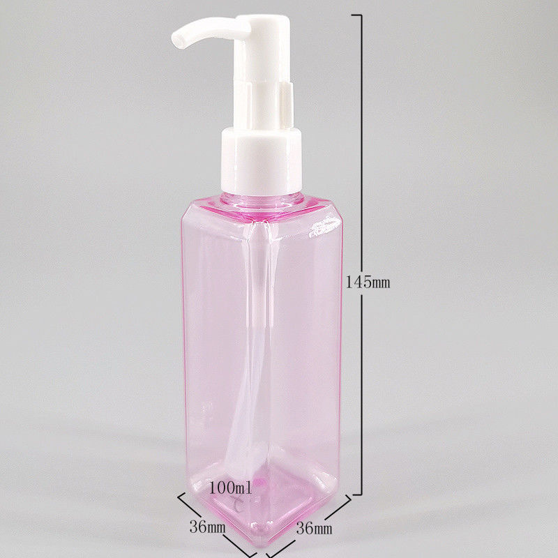 PET Clear Purple 3.5oz 100ml  Square Flat Lotion Bottle