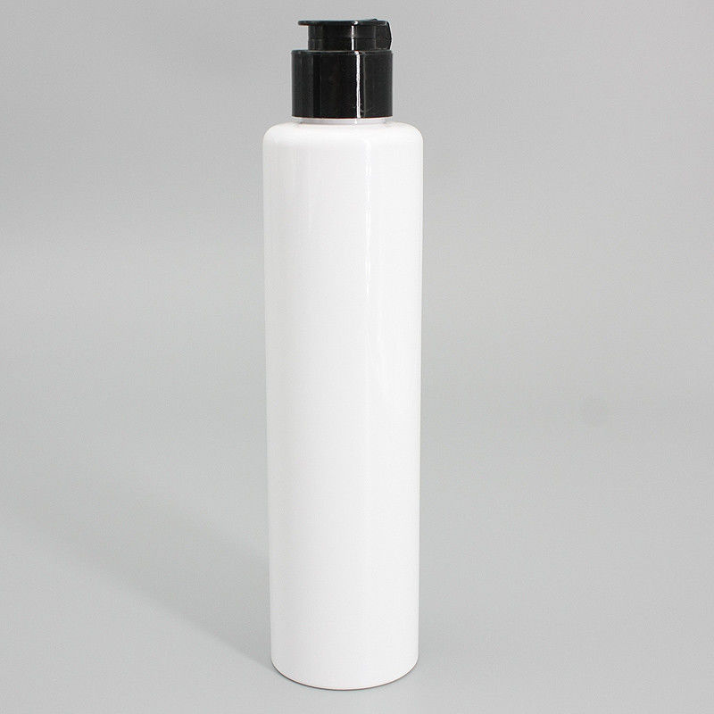 200ml Round Plastic Lotion Bottle White Clear Flip Cap